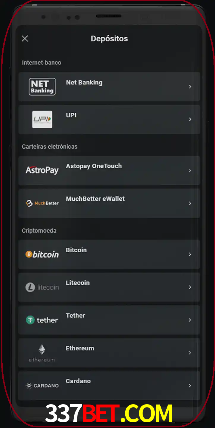 Você pode usar métodos alternativos de depósito.